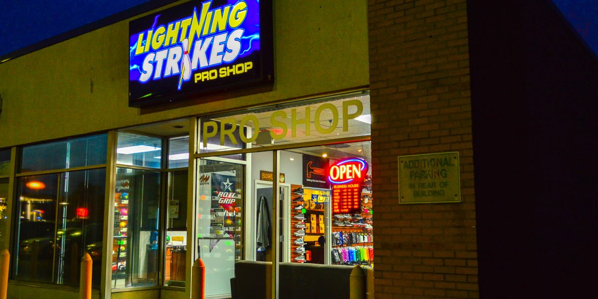 Lightning Strikes Pro Shop Exterior Night
